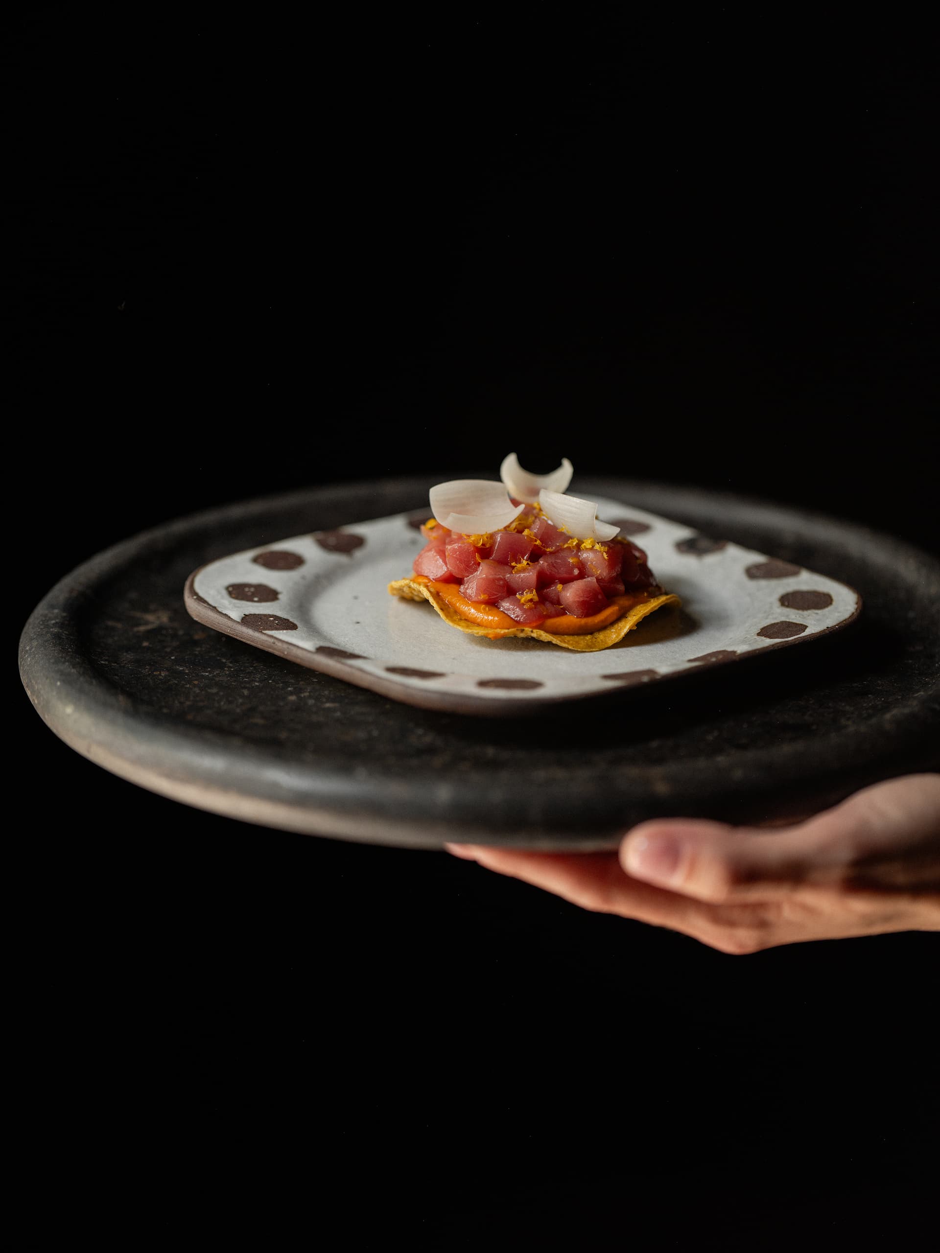 Tostada de atún y calabaza